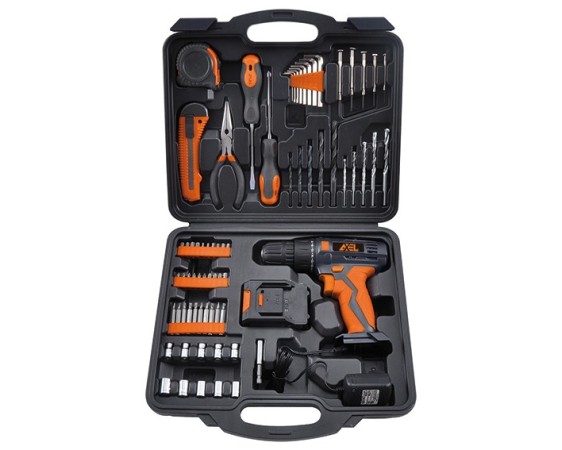 SET TRAPANO AVVITATORE BATTERIA 12V 1,3AH 72P